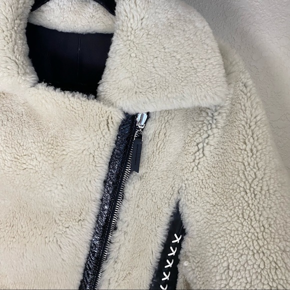 Belstaff Elmington Patent leather-trimmed shearling moto jacket black size 44 - Picture 10 of 16